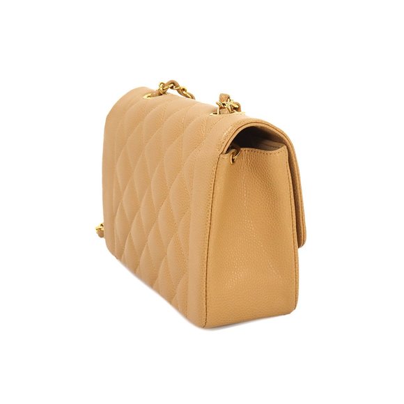 CHANEL Diana Matelasse 22 Chain Shoulder Bag Caviar Skin Beige A01164 Gold Ha... - Picture 3 of 9